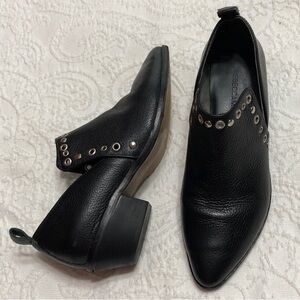 Rebecca Minkoff Black Leather Studded Slip-On Ankle Boots Size 5.5M